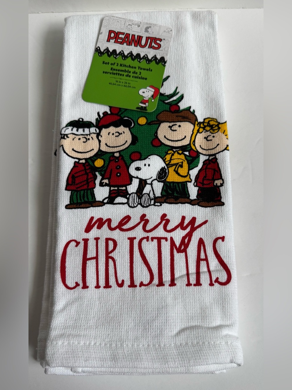 Brand New with Tags Peanuts Christmas Holiday Kitchen Cotton Towel Set (2)